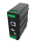 Beefy 48V DIN Rail Power Supply Pumping 120W Regulated Output With Adjustable 48 To 52V Range And Crisp Led Readout Mated With 12 Port Dc Distribution Kit, showing connectors and LED display.