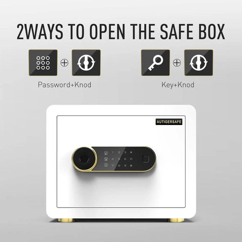 0.77 Cu Ft Digital Steel Home Safe With LED Keypad, Alarm, Fireproof Lockbox For Home Office Hotel Use, two access methods shown