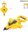 Open Reel Fiberglass Tape Measure 165 Feet Built Tough With Inch Metric Scale, yellow ABS shell, 50m size dimensions