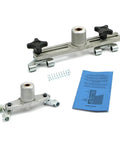 Knuckle Buster Proof Precision Door Bore Mortiser Master Kit with metal guides and instructions for precision wood cutting.