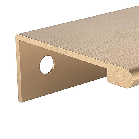 Lincoln Collection 5 1/16 Inch Center To Center Brushed Champagne Bronze Modern Cabinet And Drawer Edge Pull Handle close-up view