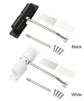 Go-To Metal Spring Closer Aluminum Alloy Rebound Door Stopper For White Doors Wear-Resistant Safety Stop shown in black and white