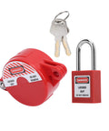 Heavy Duty Valve Lockout Safety Padlock For Home Gas And Water Meters with key and red lockout device for secure safety.