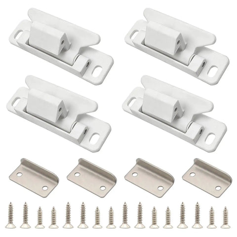 Heavy Duty Magnetic Door Latch For Outdoors, Camper And RV Exterior Use, with stainless strike plate and screws visible