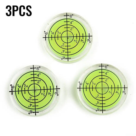 3-Pack 32mm Round for spirit Level Bubble with green liquid indicator for accurate leveling in various applications.
