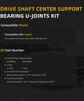 Drive Shaft Center Support Bearing U-Joints Kit details for Toyota Tacoma 2wd 4wd 2005-2015 with OEM part numbers.