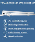 White Elongated Bidet Toilet Seat With Soft Close Lid side view displaying installation features and benefits.