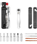 Portable Bike Multitool With 7 Magnetic Bits, Ratchet Wrench And CO2 Inflator Nozzle, Tire Repair Kit With Levers For Road And MTB