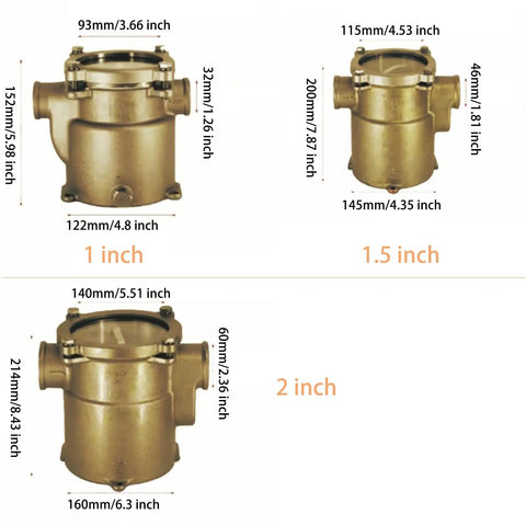 Bronze Seawater Filter For Boats And Yachts With High Efficiency Debris Removal, Beefed-Up Seawater Strainer in 1, 1.5, 2 Inch sizes
