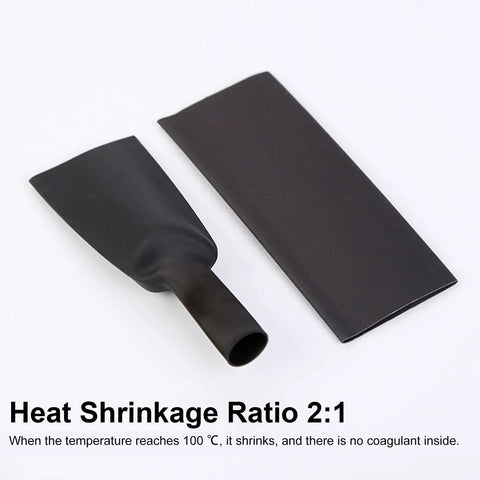 Massive 750 Piece Heat Shrink Tubing Kit For Electric Wiring Repair, Durable PE Dielectric Sleeves Snugly Wrapping Cables With Fast 100 Degree Melt And Tough 2 To 1 Shrinkage Assortment Is Totally Awesome. 2:1 black heat shrink tubing pieces