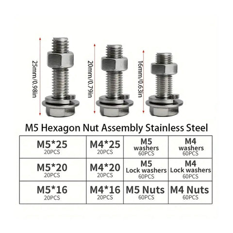 480 Pcs M4 And M5 Stainless Steel Socket Bolts Set With Nuts Hex Drive Built To Last Corrosion Proof 304 Stainless For Furniture Machinery Electronics And DIY Projects, M5 and M4 sizes