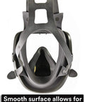 Back view of Reusable Full Face Mask Respirator For Vapors And Particles Grey Medium Size with smooth surface for easy cleaning