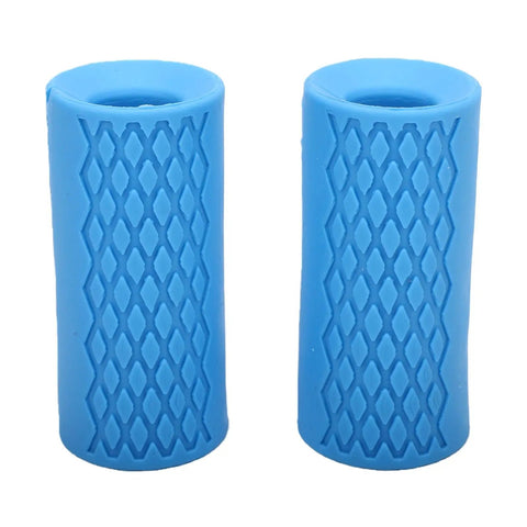 Silicone Dumbbell Grips 2 Pack, 1 Inch Inner Diameter Non Slip Barbell Grip with Rhombic Pattern shown in blue color