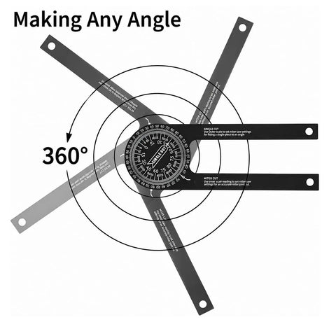 Heavy Duty 7 Inch Miter Saw Protractor Angle Finder With Dope Precision Laser Engraved Scales for measuring angles.