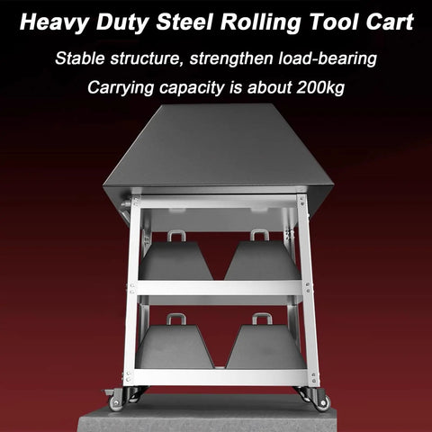 Heavy Duty Stainless Steel Rolling Tool Cart With Locking Brake Casters Shop Ready Utility Wagon Mechanic Tool Organizer Garage Workhorse Built Tough To Ride Through The Daily Grind