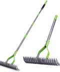 15 Inch Thatching Rake For Lawns With 5 Foot Handle Beefy Heavy Duty Dethatcher Rake With Adjustable Head For Removing Dead Grass And Clippings