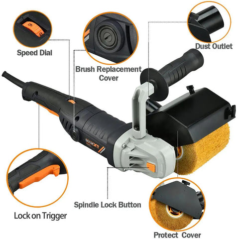 Beefy 1300W Burnishing And Polishing Machine With 6 Speed Variable Control Six Piece Buffing Wheel Kit features labeled parts.