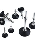 4 Pack Silver Adjustable Leveling Feet Set For Furniture With D40 Base, M5-M12 Thread, 30-150mm Height Range, No Tool Needed Setup, Nylon And Stainless Steel Construction, Anti-Slip Durable Floor Safe Levelers; black base