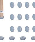 Round Furniture Sliders 1 1/8 Inch Glides 16 Pack PTFE Bottom Shields displayed next to chair leg for easy application.