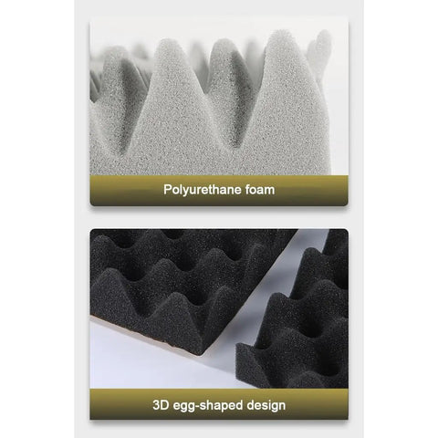 Top Shelf Blue 12 Pack Self Adhesive Egg Crate Acoustic Foam Panels For Wall Soundproofing Echo Control Heavy Duty Flame Retardant Noise Blocking Foam Tiles That Hit Different showing gray and black polyurethane foam texture.