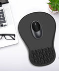 Black ergonomic mouse pad with wrist support and gel memory foam non-slip base for home office and gaming 8 degree slope
