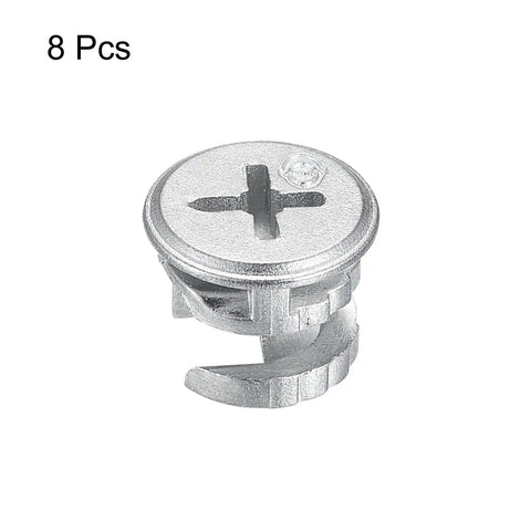 Real Deal Cam Lock Nuts For Furniture Joinery 8 Piece 12X10MM Joint Connectors Top Shelf Carbon Steel Locking Nuts close-up view