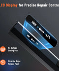 LCD display showing torque settings and battery level on Straight Up Dependable Cordless Electric Screwdriver for precise repairs.