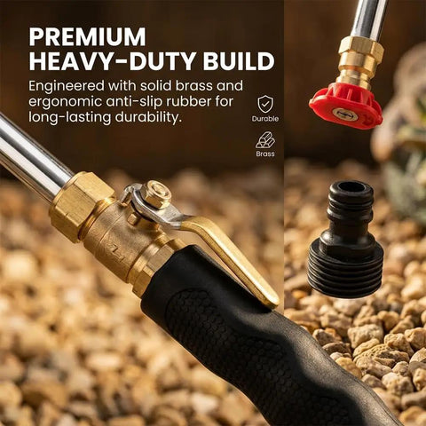 Power Washer Nozzle for Garden Hose with 3 Spray Tips and Quick Connect Brass Wand High Pressure Attachment on gravel