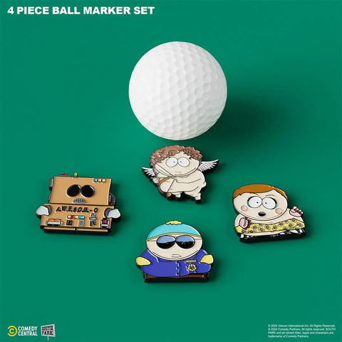 Cartman Golf Ball Marker Four Pack With Magnetic Clips Collectible South Park Golf Gift Set for Golfers with enamel markers