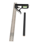 Heavy Duty 12 Inch Combination Square With 45 And 90 Degree Markings Scriber Level And Spring Loaded Bolt for Carpentry and Metalworking