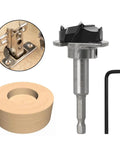 Pro Grade Hole Opener Drill Jig Kit With Rugged Alloy Bits That Yields Butter Smooth Cuts Straight Out Of Your Power Drill, includes drill bit and spacer.