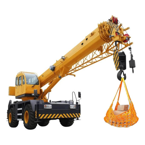 Heavy Duty Lifting Straps For Cargo Handling And Hauling Tough As Nails Tear Resistant Polyester Net Sling with crane holding boxes