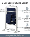 Six Bar Electric Heated Towel Rack for Bathroom with Wall Mount or Freestanding Design, Plug-In Towel Dryer, 6-bar chrome-plated