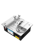 Compact Mini Table Saw With 24V Motor And 63mm Blade For Quick Woodwork Projects Featuring Easy Forty Five Degree Angled Cuts Plus Built In Safety Guard Perfect For Diy Builders Wanting A Sweet Desktop Cutting Setup. Image showing a compact mini table saw, measuring 24V motor and 63mm blade.
