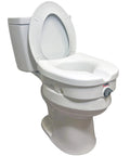 Heavy Duty Raised Toilet Seat With Handrails For Seniors And Handicap Assist Elongated Riser Adds Five Inches, white toilet seat attachment.