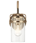 Brinley 11.5 Inch Wall Sconce In Champagne Bronze With Clear Glass Mason Jar Look 1 Light Industrial Farmhouse Style Vintage Wall Mount Light For Living Room Bedroom Hallway Entry