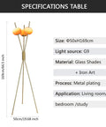Three Light Floor Lamp With Gold Plated Tripod Stand Modern Amber Glass Lampshade 28W Flexible Cozy Glow Light For Living Room