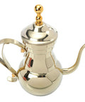 Golden stainless steel Arabic coffee pot and pour over teapot with ergonomic handle from the Stainless Steel Arabic Coffee Pot And Pour Over Teapot Set With Infuser Multiuse Coffee Kettle For Everyday Home Brew Espresso Style Filtered Pour Over Tea And More Durable Kitchen Coffee Maker set.