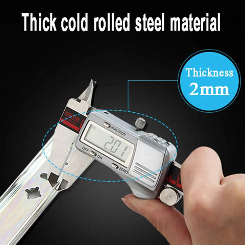 Full Extension Drawer Slides With Lock Ball Bearing Rails thickness measurement, stainless steel, 2mm thick, caliper