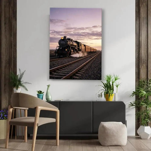 Steam Train Canvas Wall Art Retro Locomotive Poster For Living Room Or Bedroom Ready To Hang Framed Or Unframed Rustic Railway Decor