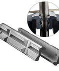 Heavy Duty Steel Machinist Vise Featuring V Shape Aluminum Alloy Jaws For Secure Pipe Clamping And CNC Milling Tasks, close-up of jaws.