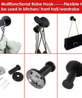 Six Pack Round Stainless Steel Coat Hooks Wall Mounted Heavy Duty Hangers SUS 304 Black Finish