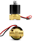 1/4 Inch NPT Brass Electric Solenoid Valve 12VDC Normally Closed 2-Pack for water, air, gas, fuel, and oil with Viton gasket