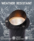Eight Pack RGBW Landscape Lights For Outdoors, close-up of water-resistant in-ground well light under rainfall, showcases waterproof feature