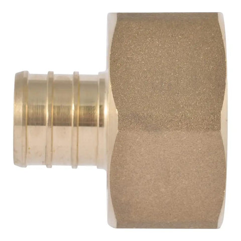 Brass Crimp Swivel Adapter For Pex To Male Threaded Connection Three Quarter Inch To One Inch NPSM No Fuss Pex And Pe Rt Pipe Fittings Copper Crimp Ring Or Stainless Clamp Compatible UC529LFA, brass swivel fitting side view