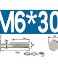 M6 Semi Threaded Hex Bolts And Nut Kit In 304 Stainless Steel All In One Fastener Set With Washers For Indoor And Outdoor Use Pro Grade Hardware For DIY Projects, M6 bolt kit diagram