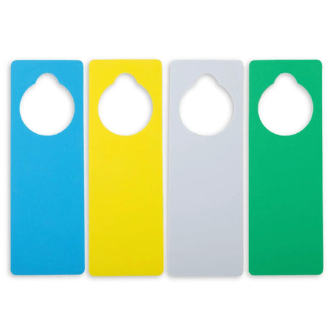 Four colorful DIY Foam Door Hangers from the Kit Pack Of 24 EVA Foam Door Decor Hang Tags 3.25 By 9.5 Inches In 8 Colors