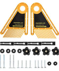 Heavy Duty Table Saw Featherboard Keeps Boards Locked Tight Without The Sweat Features a smart plastic frame, angled featherboards and hardware kit.