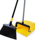 Commercial Broom And Dustpan Set With 54 Inch Long Handle For Indoor Outdoor Cleaning No Bending Back Design Ideal For Courtyards Garages Lobbies Markets Malls Homes And Offices Pet Hair Debris Trash Pickup With Durable Dustpan Comb