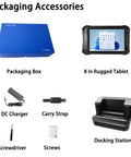 8 Inch Rugged Tablet With Docking Station Windows 11 Intel N5100 Chip 8GB Ram 256GB SSD IP65 Waterproof packaging accessories shown